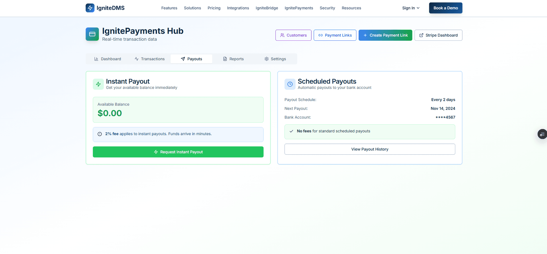 Instant Payouts - Get paid in 30 minutes with instant payouts or wait 2-3 days for free standard transfers